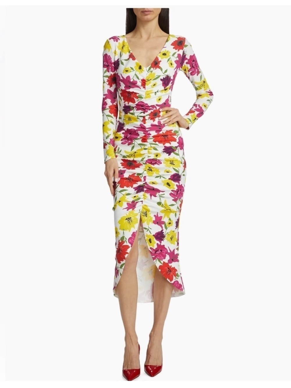 Chiara Boni Tatangela Floral Ruched Midi Dress